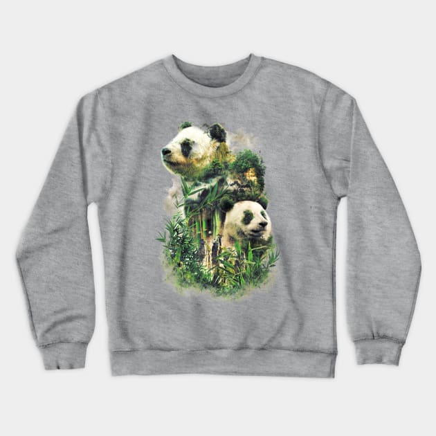 Surreal Panda Power Crewneck Sweatshirt by barrettbiggers